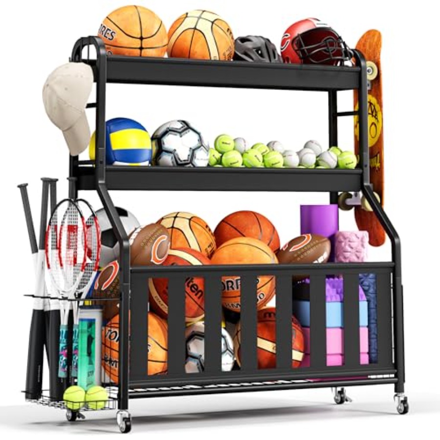 Sports Equipment Organizer Rack - Sports Equipment Organizer Rolling Ball Storage