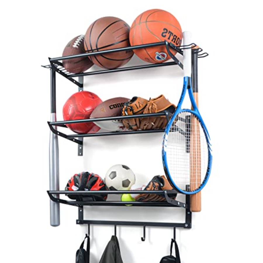 Sports Equipment Organizer Rack - Garage Sports Equipment Storage Rack with