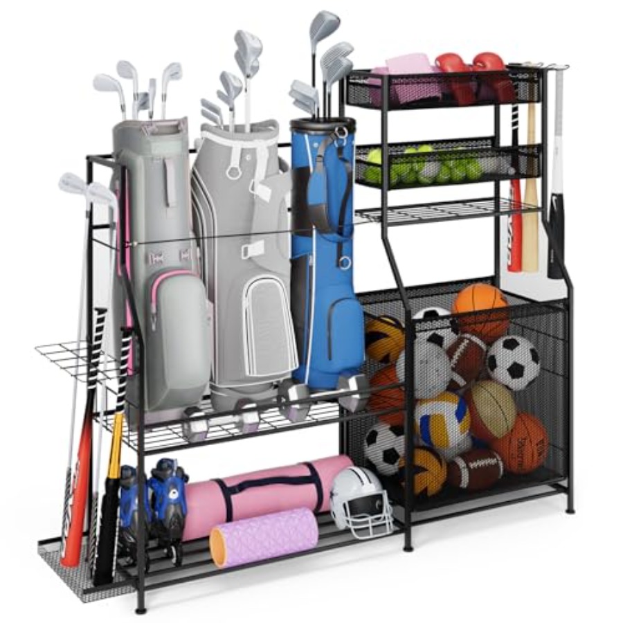 Sports Equipment Organizer Rack - Garage Sports Equipment Organizer for 3