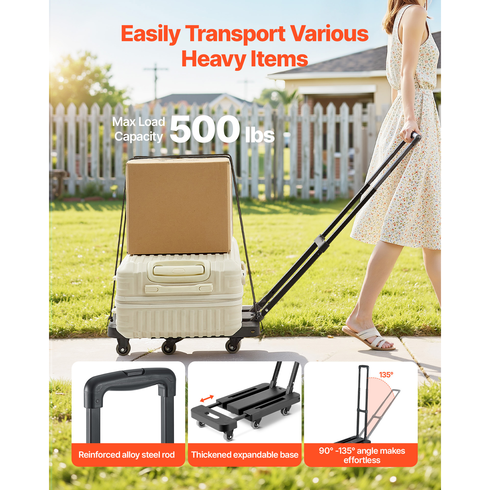SucceBuy 500LBS Folding Hand T – обзор и цена Sports Equipment Trolley