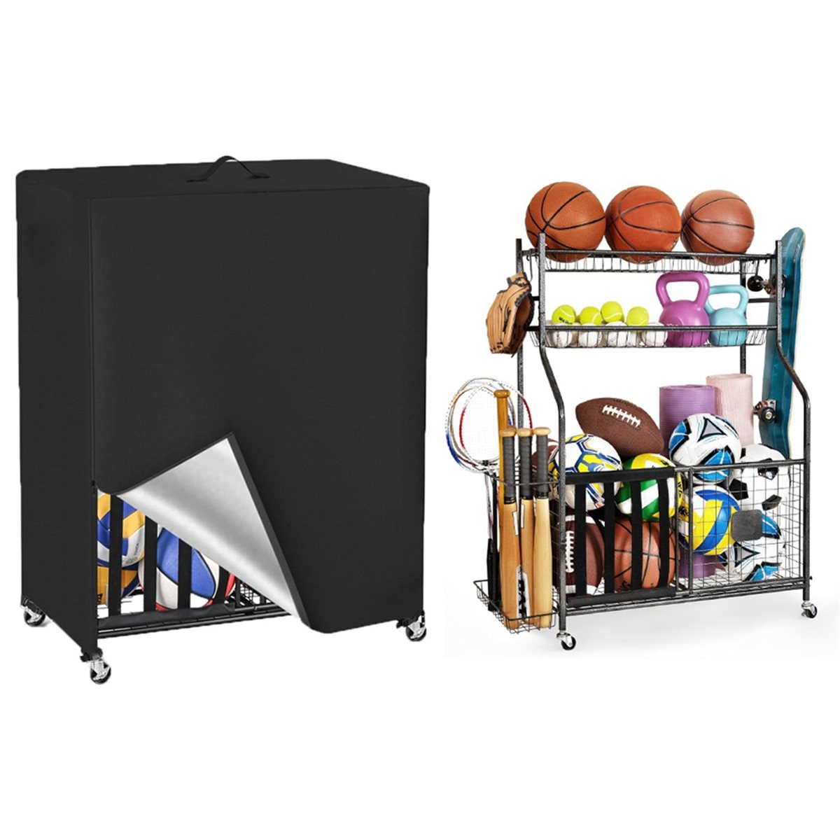 Basketball Rack Cover Garage S – обзор и цена Sports Equipment Organizer Rack